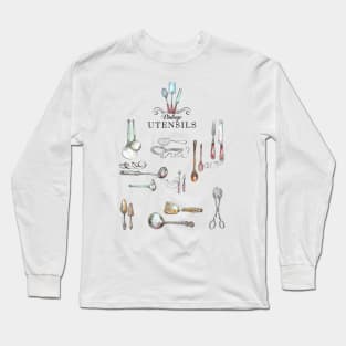 Vintage Utensils - Vintage Cookware - baking - Kitchen Art. Long Sleeve T-Shirt